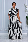 ABSTRACT PRINT SCARF-NECK DETAIL WIDE-LEG JUMPSUIT