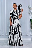 ABSTRACT PRINT SCARF-NECK DETAIL WIDE-LEG JUMPSUIT