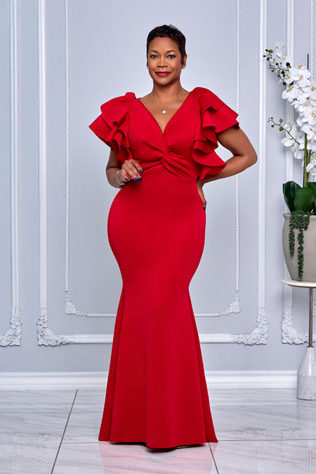 OFF SHOULDER TAFFETA AND CREPE MIX MERMAID DRESS WITH REMOVABLE BOW (GREEN)