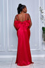RIBBON BOW BACK DETAIL MERMAID MAXI DRESS (RED)