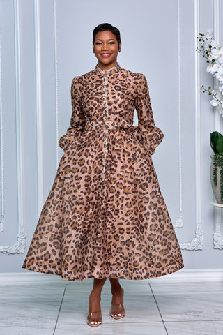 leopard print designer dress RHINESTONE EMBELLISHED BUTTON DOWN A-LINE (LEOPARD-PRINT) – Dress Code Chic Official blue dress for women stop waiting! Color:Eucalyptus Boho Patchwork Maxi Dress