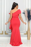 BOW STATEMENT SINGLE SHOULDER GOWN (RED)