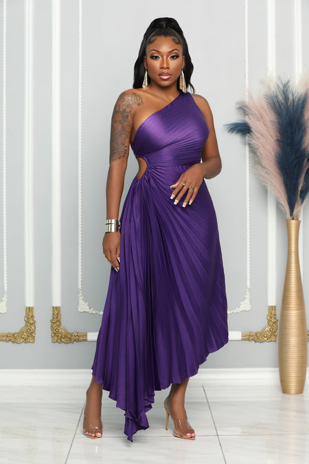 LAYERED TULLE ONE SHOULDER MAXI DRESS (ORCHID)