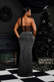 SPARKLE STRAPLESS RHINESTONE CORSET STYLE MAXI DRESS