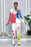 TULIP FLOWER PRINT BLAZER WITH MATCHING PANTS (WHITE)