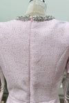 RHINESTONE NECKLINE PETAL SLEEVES MINI DRESS (PINK)