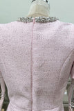 RHINESTONE NECKLINE PETAL SLEEVES MINI DRESS (PINK)