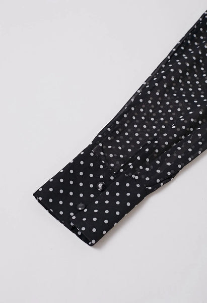 CASCADE RUFFLE POLKA DOT BOWKNOT CHIFFON MAXI DRESS (BLACK/WHITE)