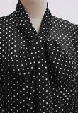 CASCADE RUFFLE POLKA DOT BOWKNOT CHIFFON MAXI DRESS (BLACK/WHITE)