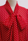 CASCADE RUFFLE POLKA DOT BOWKNOT CHIFFON MAXI DRESS (RED/WHITE)