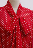 CASCADE RUFFLE POLKA DOT BOWKNOT CHIFFON MAXI DRESS (RED/WHITE)