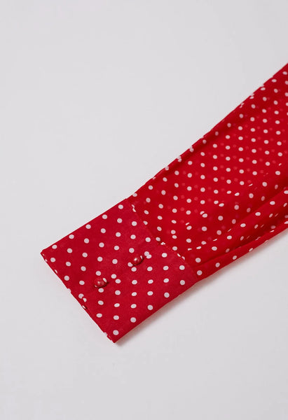 CASCADE RUFFLE POLKA DOT BOWKNOT CHIFFON MAXI DRESS (RED/WHITE)