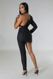 ONE SHOULDER WITH TRIANGLE TOP JUMPSUIT (BLACK)