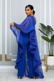 ELEGANCE CAPE ONE SHOULDER WIDE LEG JUMPSUIT