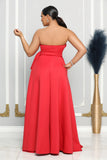 ELEGANCE STRAPLESS SIDE RUFFLE GOWN (RED)